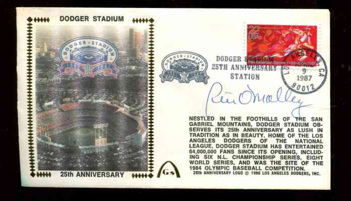 Peter O'Malley - 1987 AUTOGRAPHED Gateway Cachet 'Dodgers Stadium 25th An'  cards value