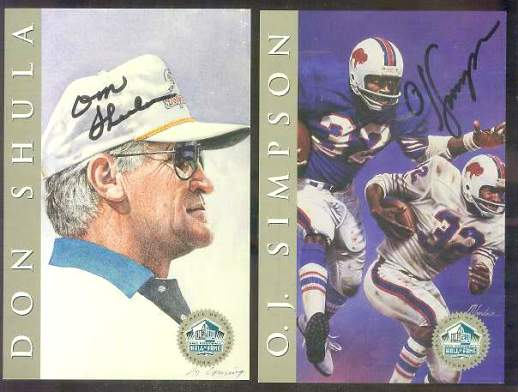 1998 HOF Platinum Signature # 94 O.J. Simpson AUTOGRAPHED 4x6 Art Card  cards value