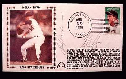 Nolan Ryan - 1989 AUTOGRAPHED Gateway Cachet '5,000 STRIKEOUTS'  cards value