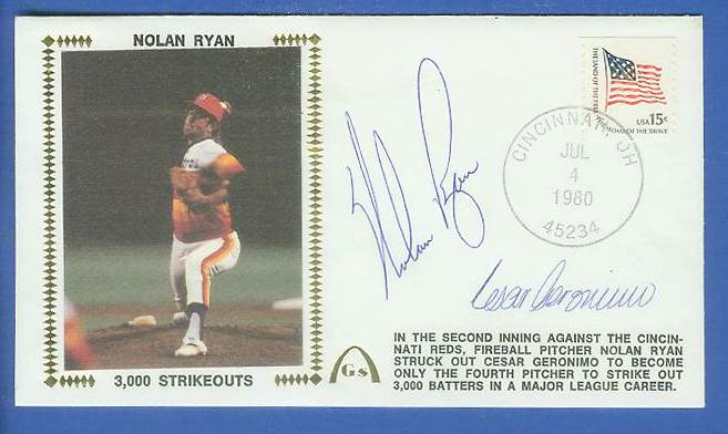 Nolan Ryan - 1980 DUAL-AUTOGRAPHED Gateway Cachet '3,000 STRIKEOUTS'  cards value
