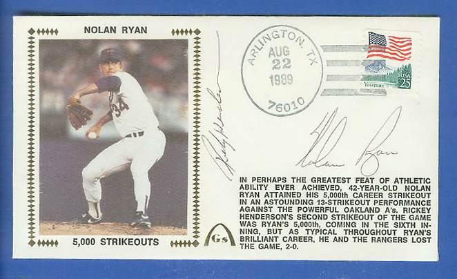 Nolan Ryan - 1989 DUAL-AUTOGRAPHED Gateway Cachet '5,000 Strikeouts'  cards value