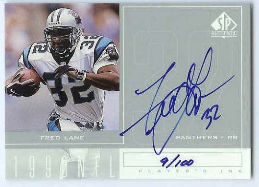 Fred Lane - 1998 SP Authentic 'Player's Ink' SILVER AUTOGRAPH (Panthers)  cards value