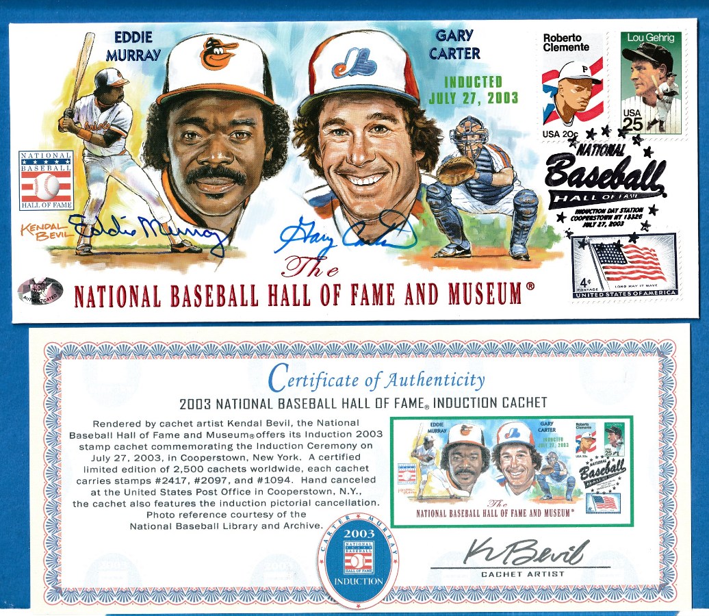Hall-of-Fame 2003 Induction Envelope - SIGNED Eddie Murray & Gary Carter  cards value