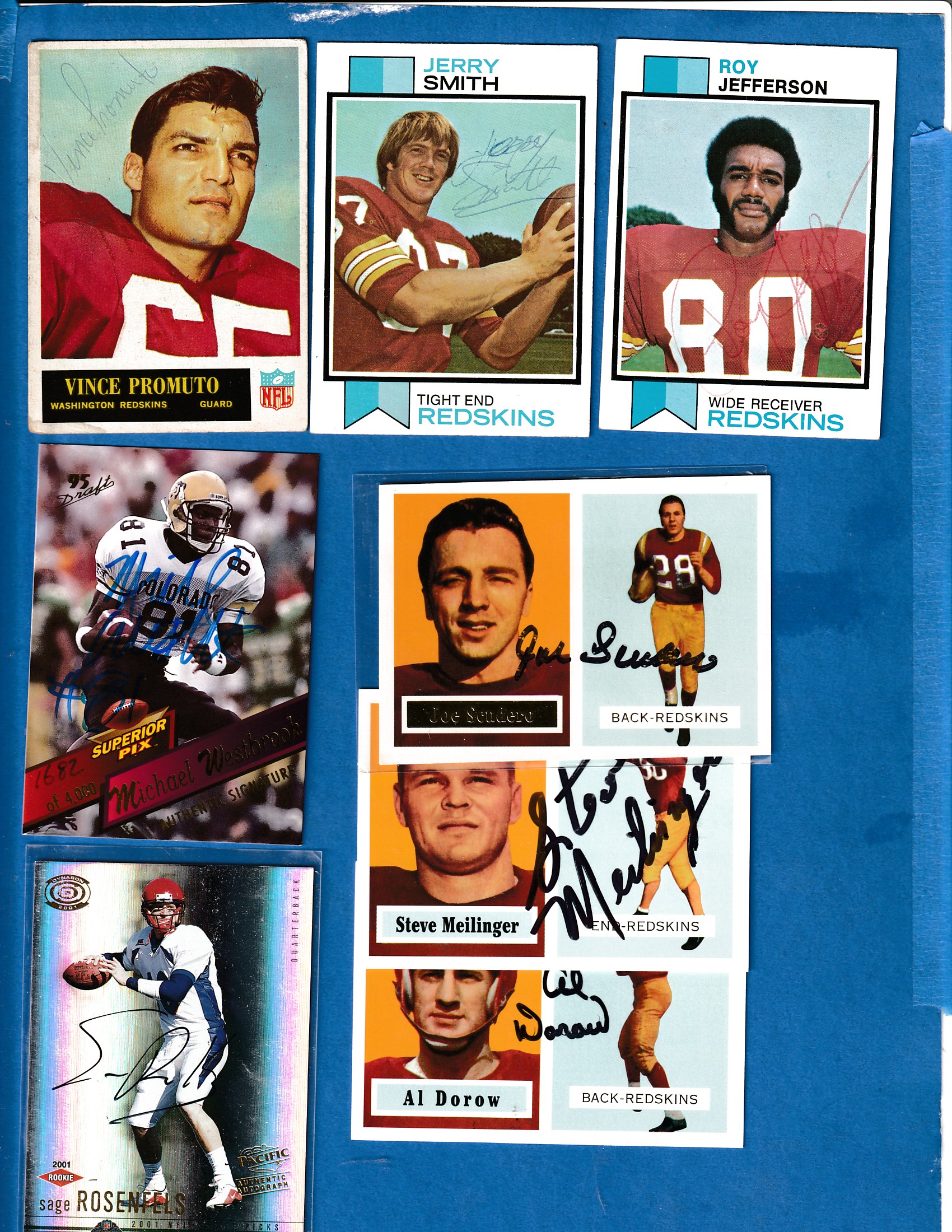 Washington REDSKINS - Team Lot of (8) AUTOGRAPHED cards  cards value