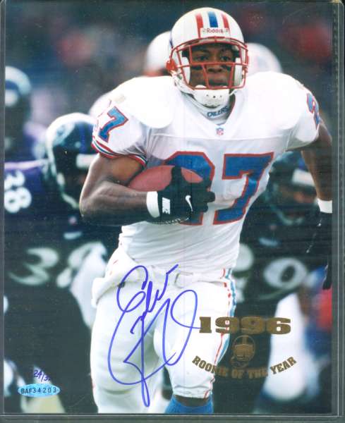 Eddie George - UDA AUTOGRAPHED '1996 ROOKIE OF THE YEAR' Color 8x10 w/COA  cards value