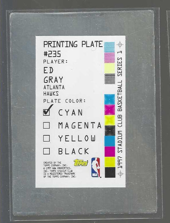*** RARE 1-of-1 [1/1] *** Ed Gray - 1997 Stadium Club CYAN PLATE (Hawks) Basketball cards value