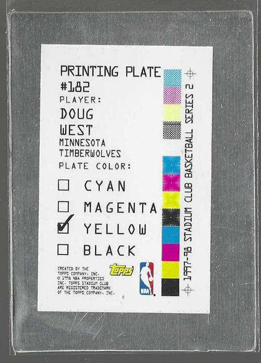 *** RARE 1-of-1 [1/1] *** Doug West - 1997 Stadium Club PRINT PLATE Yellow Basketball cards value