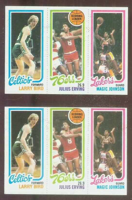 1980-81 Topps #  6 34 Larry Bird/Julius Erving/Magic Johnson [#b] ROOKIE Basketball cards value