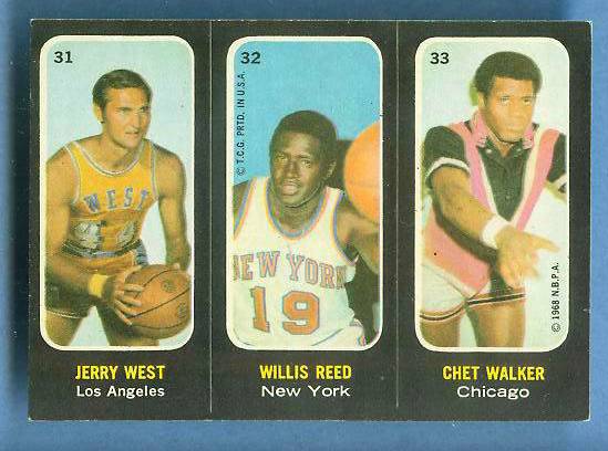 1971-72 Topps Trios Basketball #31 Jerry West/Willis Reed Basketball cards value