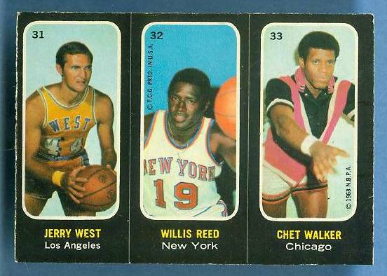 1971-72 Topps Trios Basketball #31 Jerry West/Willis Reed Basketball cards value