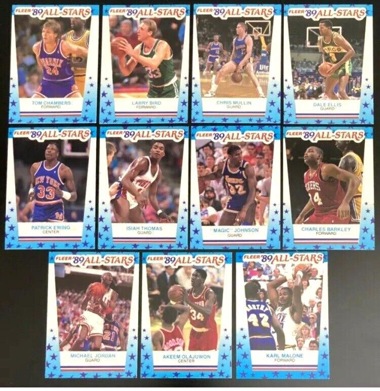 1989-90 Fleer Basketball - ALL-STARS - COMPLETE Sticker Set (11) Basketball cards value