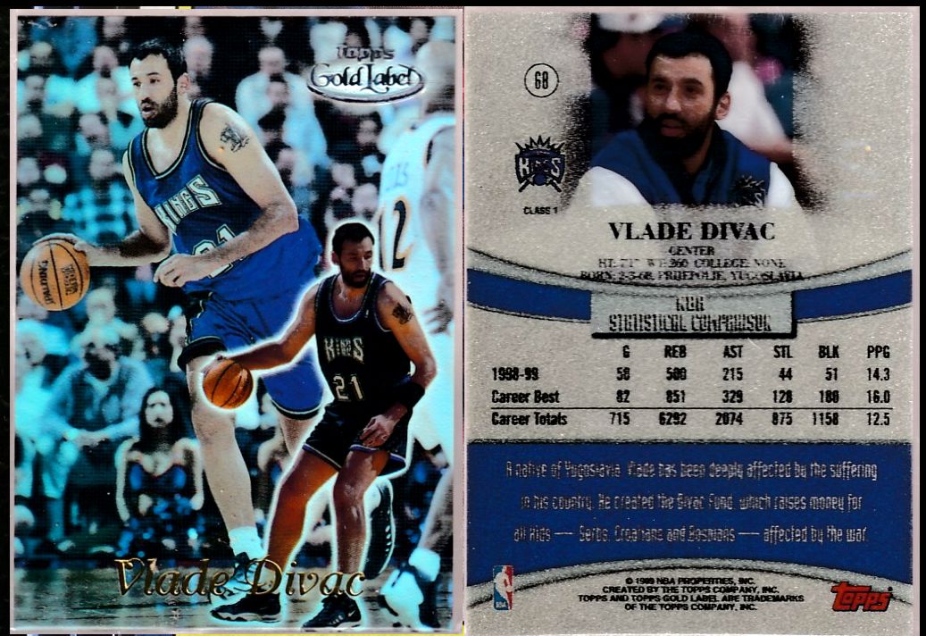 Vlade Divac  - *** RARE 1-of-1 [1/1] *** - 1999-00 Topps Gold Label Basketball cards value