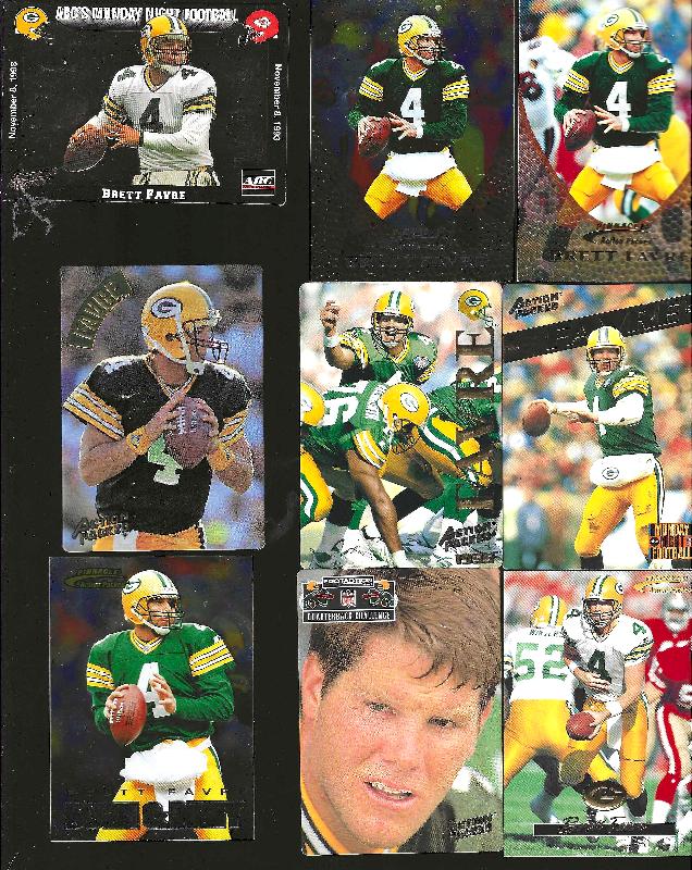 Brett Favre -  ACTION PACKED - Lot of (9) different (1993-1997) Football cards value