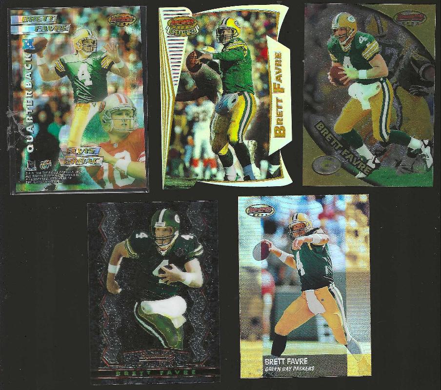 Brett Favre -  BOWMAN'S BEST - Lot of (5) different (1995-2001) Football cards value