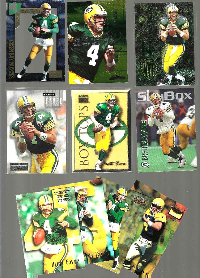 Brett Favre -  SKYBOX (1993-1999) - Lot of (10) - All different w/inserts Football cards value