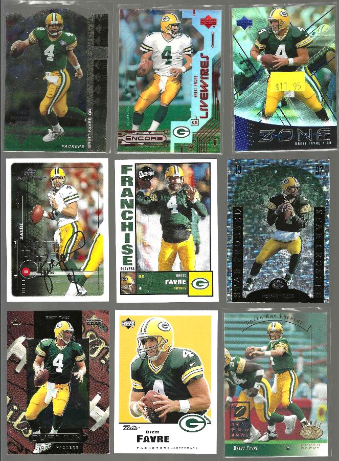 Brett Favre -  UPPER DECK (1993-2001) - Lot of (9) - w/(6) inserts ! Football cards value