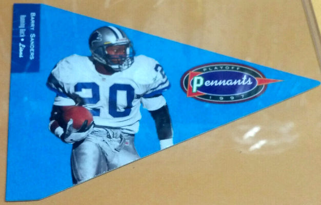 Barry Sanders - 1997 Absolute JUMBO Pennants #183 LIGHT BLUE (Lions) Football cards value