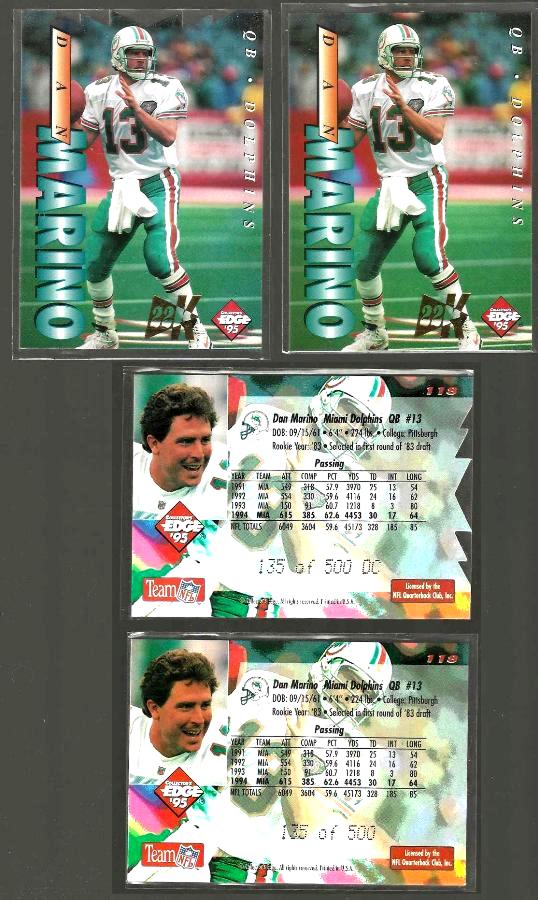 Dan Marino - 1995 Collector's Edge #118 22K GOLD DIE-CUT [#/500] [#l] Football cards value
