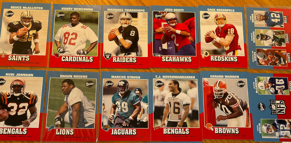 2001 Upper Deck VINTAGE FB - COMPLETE SET in PAGES/Sheets (290)  cards value