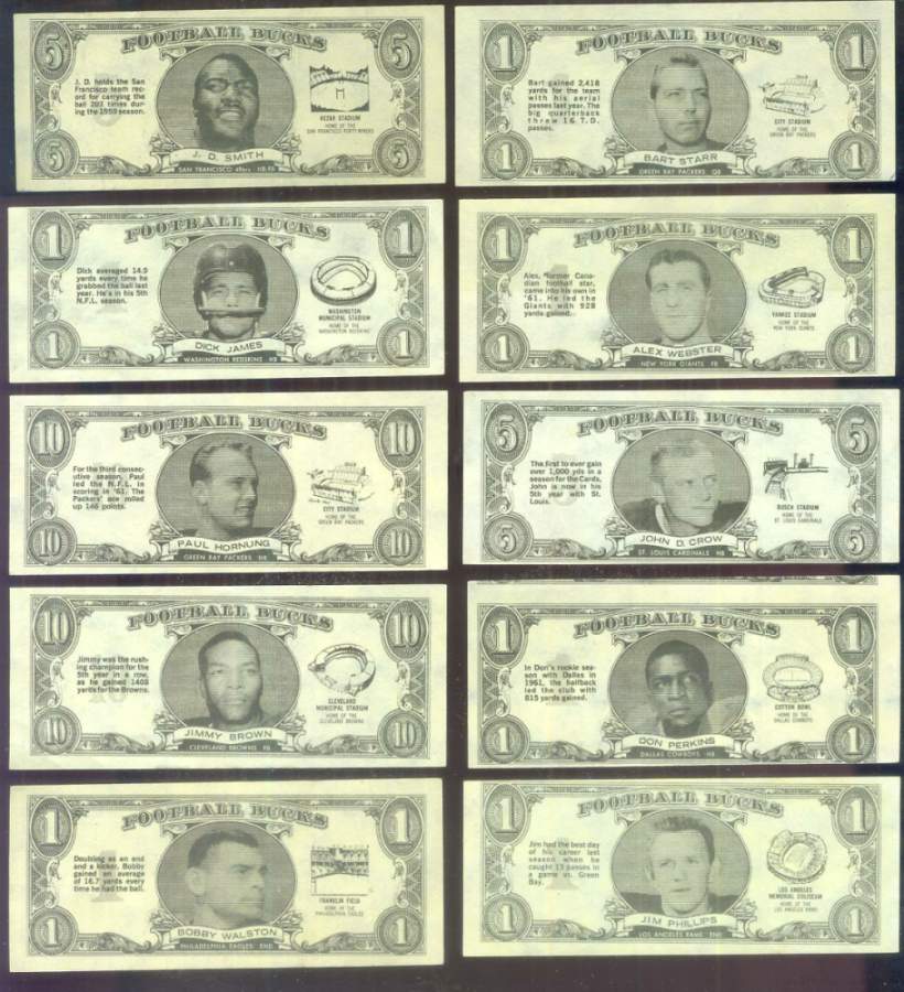 1962 Topps Football Bucks # 7 Jim Brown (Browns) Football cards value
