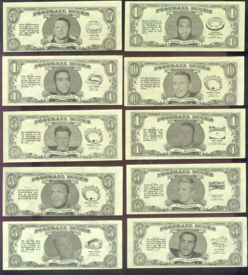 1962 Topps Football Bucks #26 Billy Kilmer (49ers) Football cards value