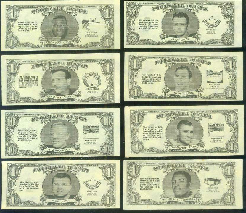 1962 Topps Football Bucks #45 Sonny Jurgensen UER (Eagles) Football cards value