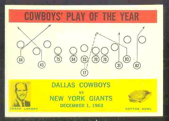 1964 Philadelphia FB # 56 Cowboys 'Play of the Year' w/Tom Landry [#] Football cards value
