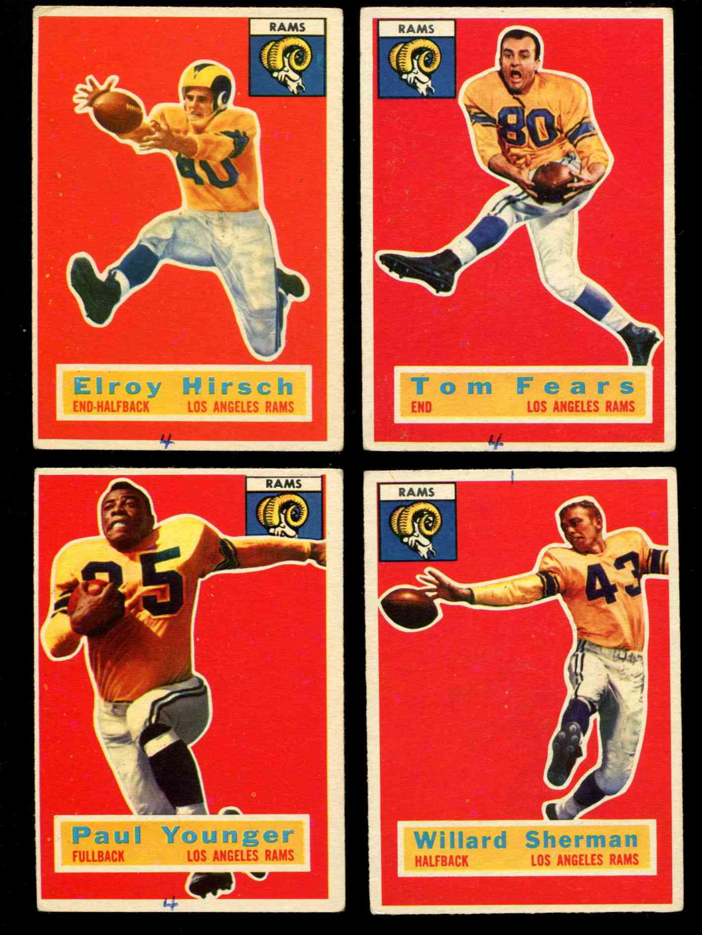 Los Angeles RAMS - 1956 Topps Football Team Lot (3) Football cards value