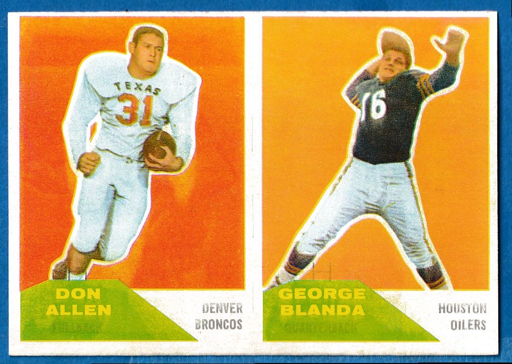 1960 Fleer Football - # 58/ 82 2-Card PANEL - GEORGE BLANDA/Don Allen Football cards value