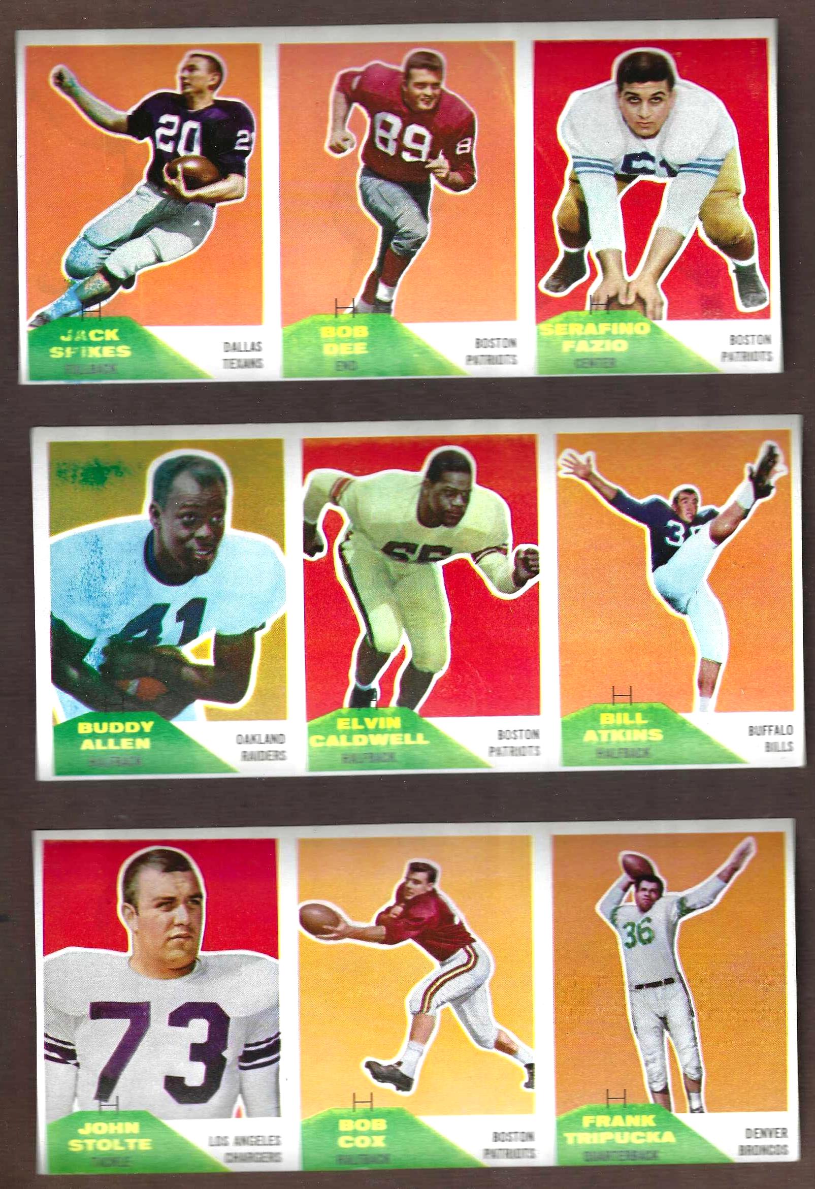 1960 Fleer Football - UNCUT 3-Card Panel #24-120-48 Football cards value