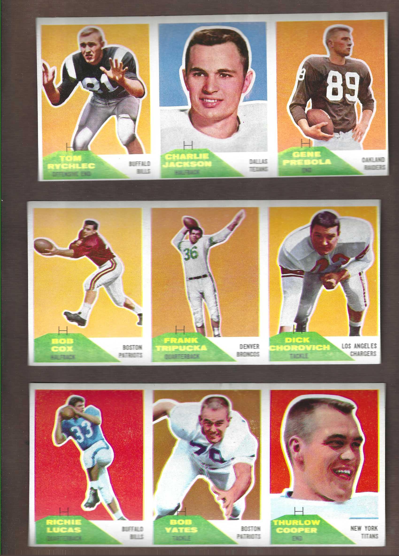 1960 Fleer Football - UNCUT 3-Card Panel #61-25-85 Football cards value