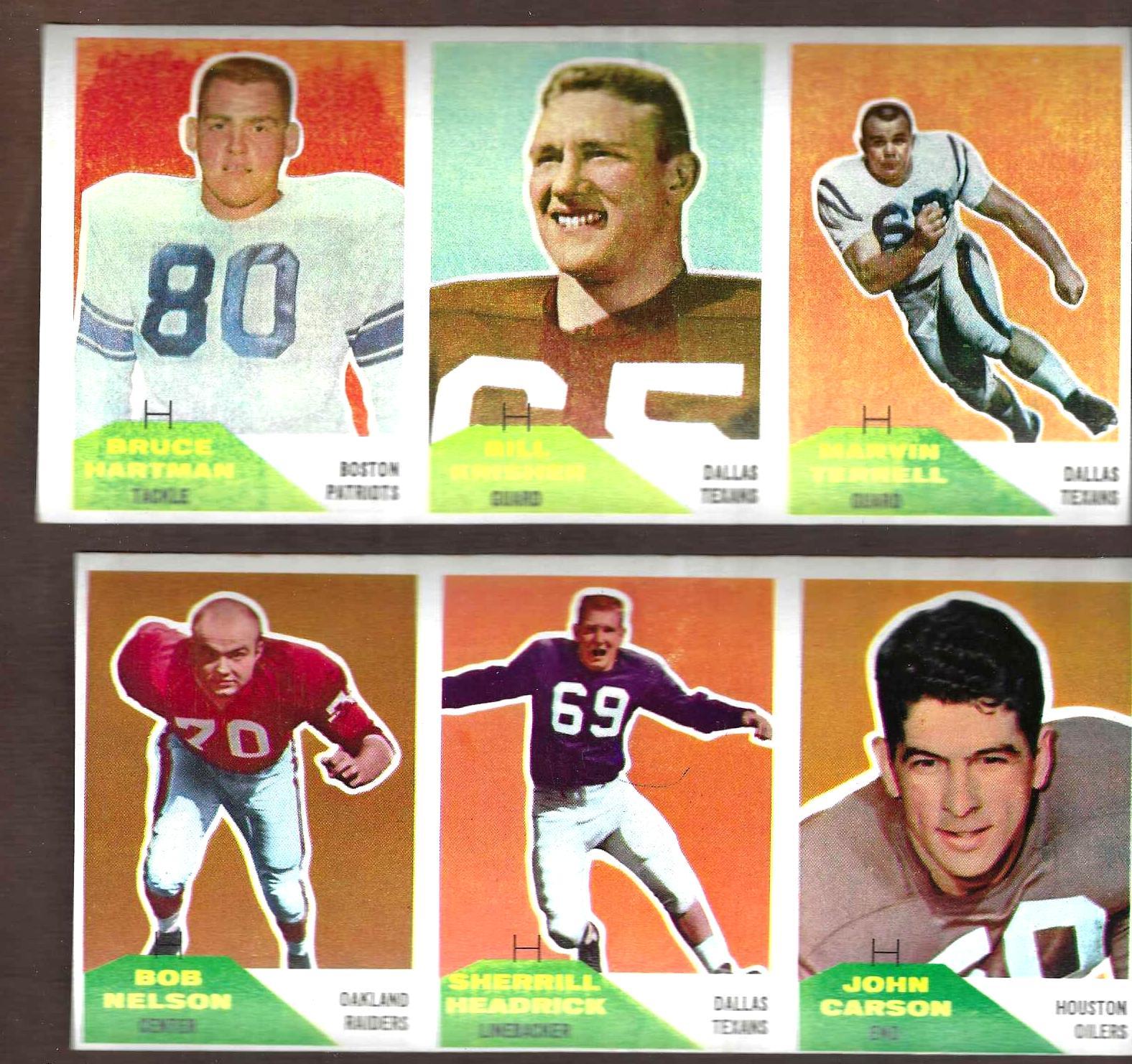 1960 Fleer Football - UNCUT 3-Card Panel #101-53-77 Football cards value