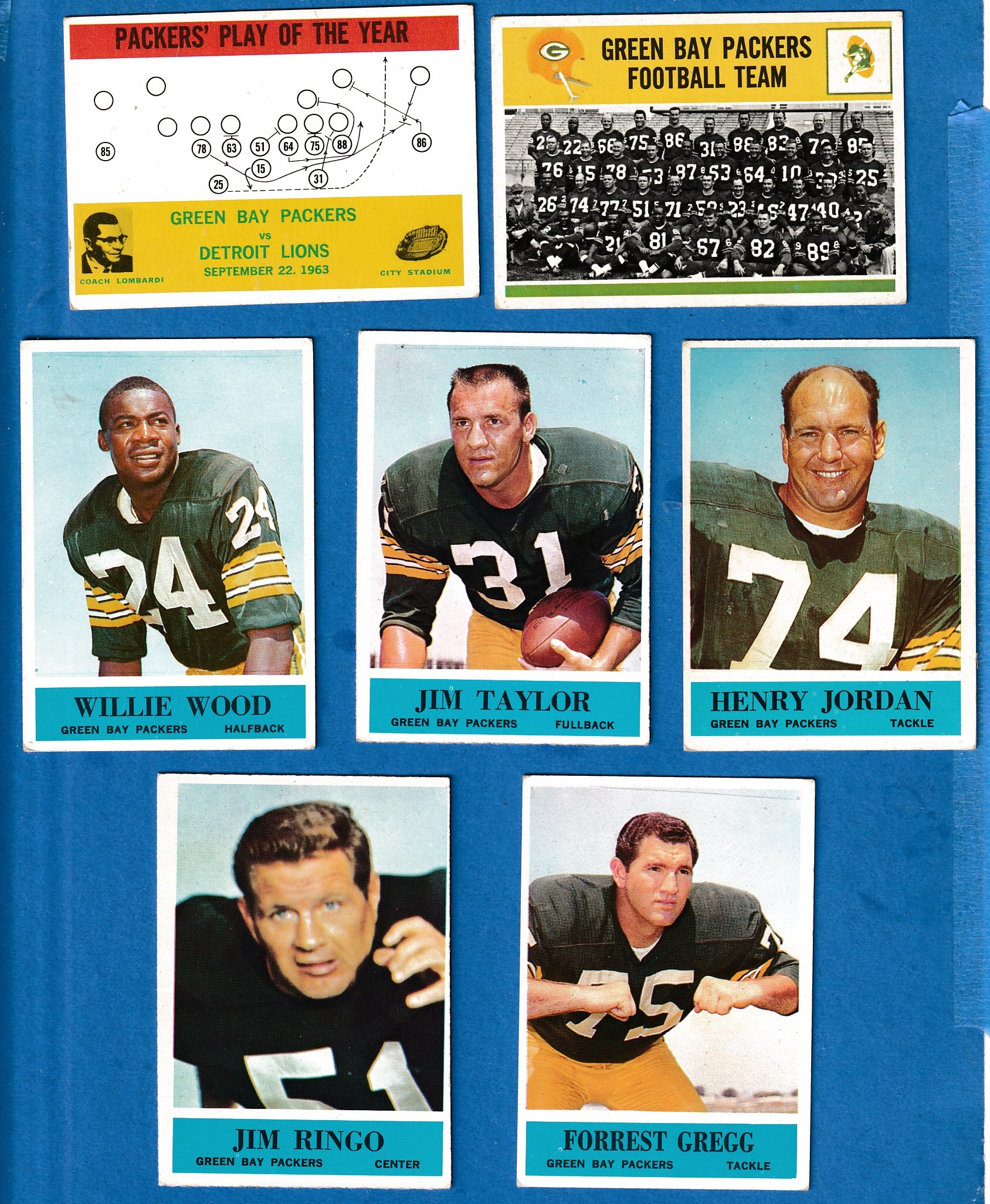 1964 Philadelphia FB  - Green Bay Packers Starter Team Set/Lot (8/14) Football cards value