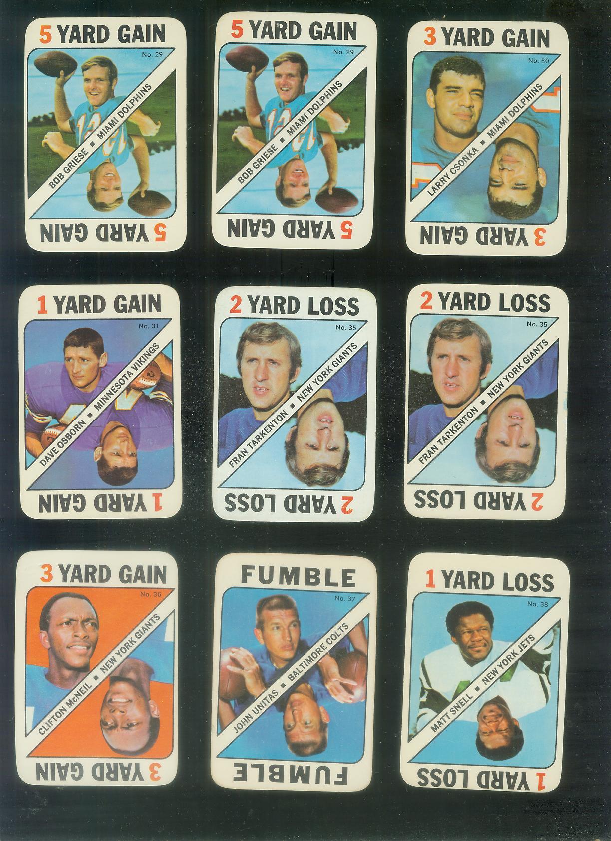 1971 Topps FB Game Insert #29 Bob Griese (Dolphins,HOF) Football cards value