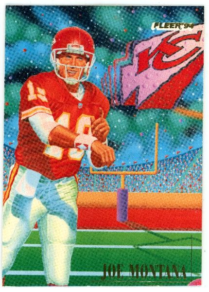 Joe Montana -   1994 Fleer Pro-Vision #7 'Joe Cool' JUMBO 3.5x5.5 (Chiefs) Football cards value