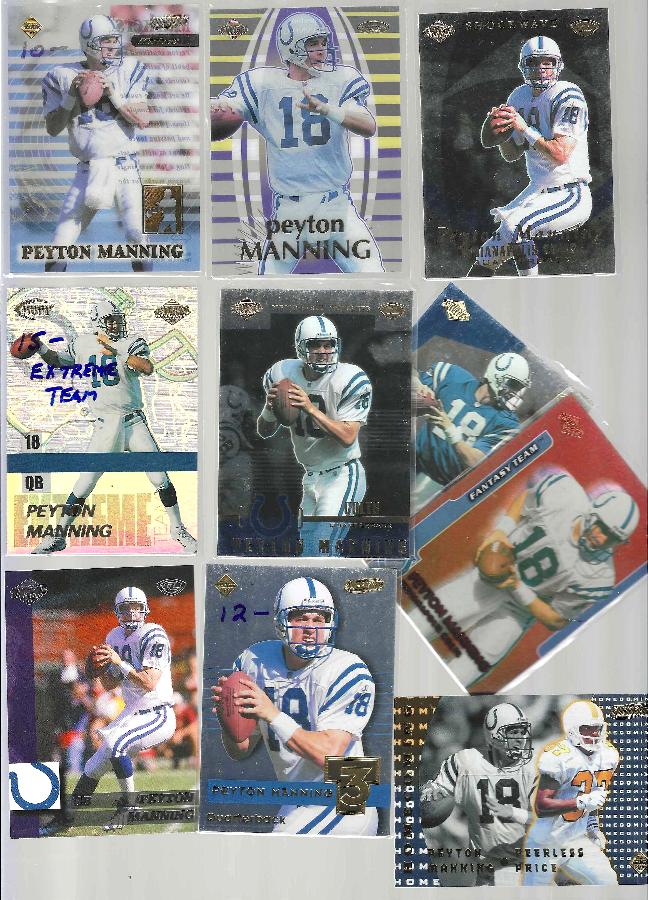 Peyton Manning - COLLECTOR's EDGE (1999) - Lot (10) INSERTs & PROMOs Football cards value