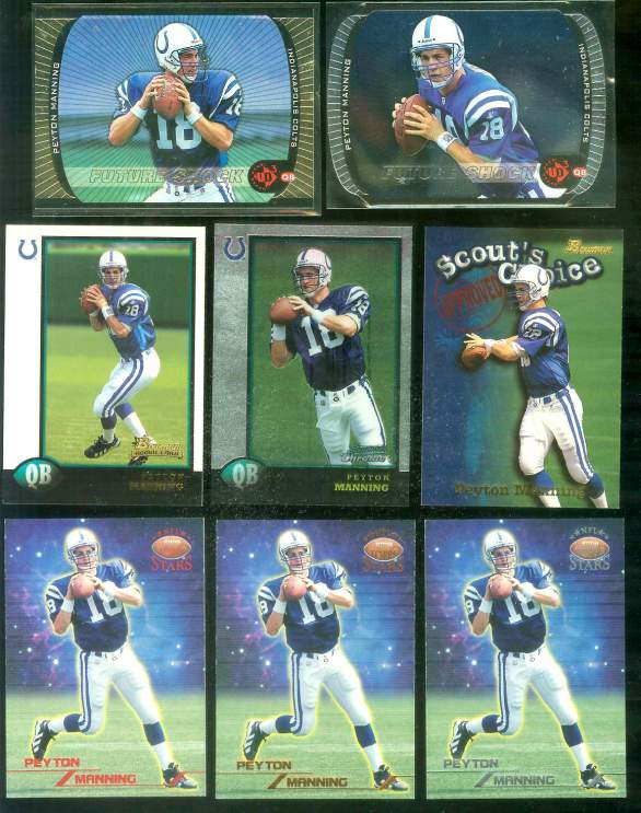 Peyton Manning - 1998 Bowman 'Scout's Choice' #SC1 ROOKIE Football cards value