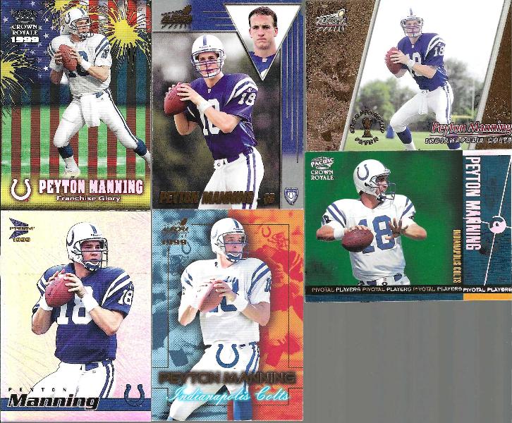 Peyton Manning - PACIFIC (1998/1999) - Lot of (6) different w/(3) Rookies Football cards value