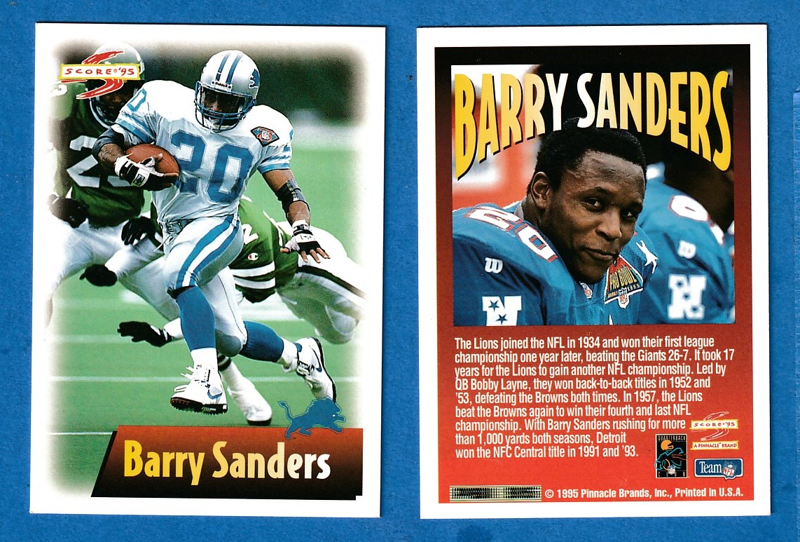 Barry Sanders - 1995 Score/Summit PROMO (Lions) Football cards value