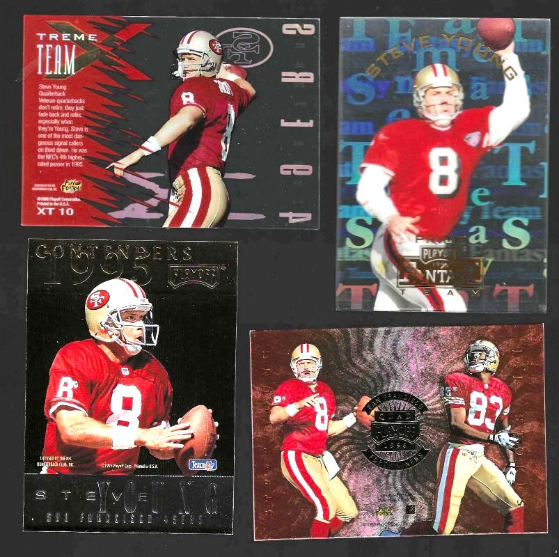 Steve Young -  PLAYOFF - Lot of (4) HIGHER END insert cards Football cards value