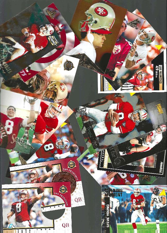 Steve Young -  PINNACLE (1991-98) - Lot of (18) different Football cards value