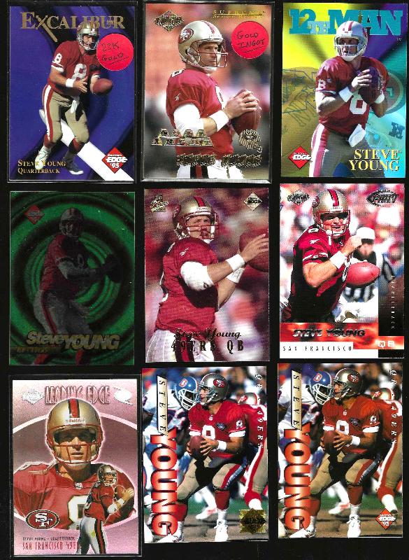 Steve Young -  COLLECTOR's EDGE - Lot of (10) w/(7) inserts/parallels !!! Football cards value