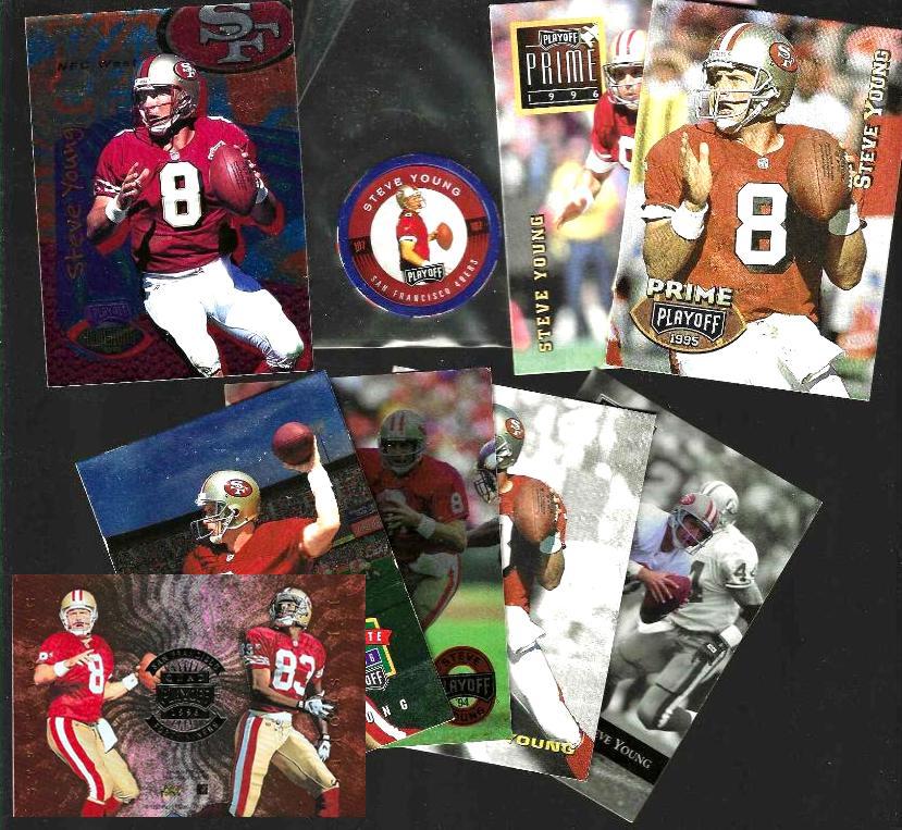 Steve Young -  PLAYOFF (1992-97) - Lot of (9) different Football cards value