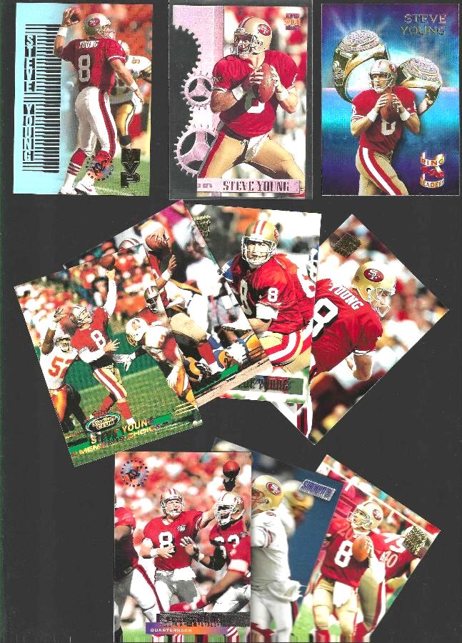 Steve Young -  STADIUM CLUB - Lot of (16) diff. w/(5) Special Inserts !!! Football cards value