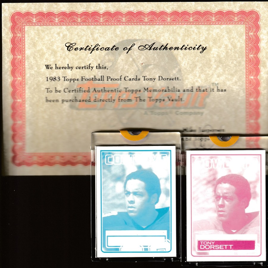 1983 Topps PROOFS - TONY DORSETT - Lot of (2) [Cyan & Magenta]  cards value