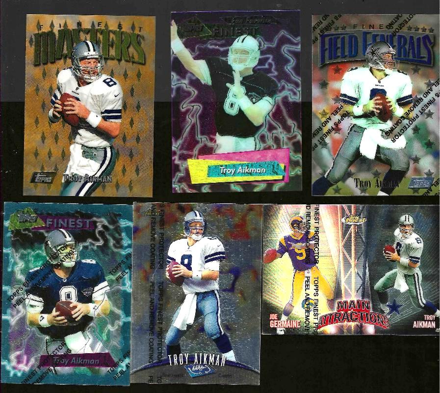 Troy Aikman -  1995-1999 Topps FINEST - Lot of (6) including a RARE GOLD Football cards value