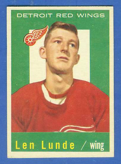 1959-60 Topps Hockey #22 Leonard Lunde (Red Wings) Hockey cards value