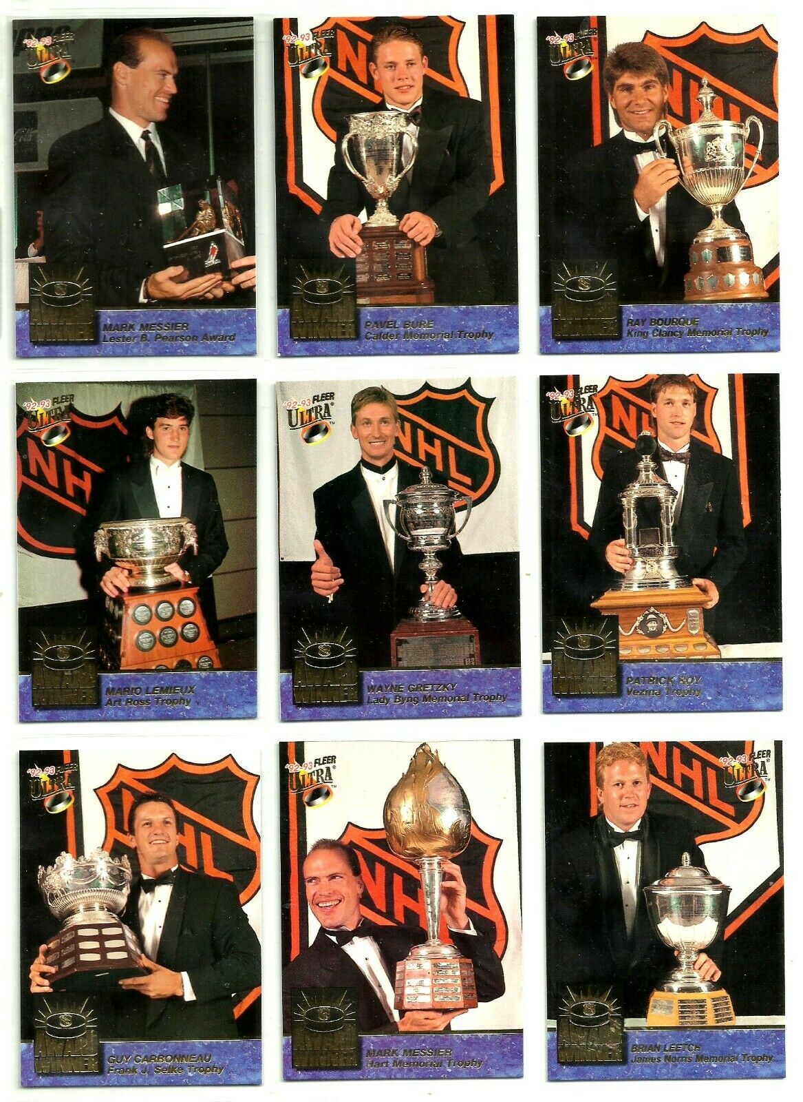 1992-93 Ultra - Award Winner - Complete insert set (10 cards) Hockey cards value