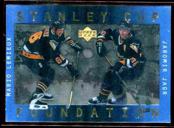 Mario Lemieux - 1996-97 Upper Deck 'ICE' Stan.Cup Foundation #S7 w/Jagr Hockey cards value