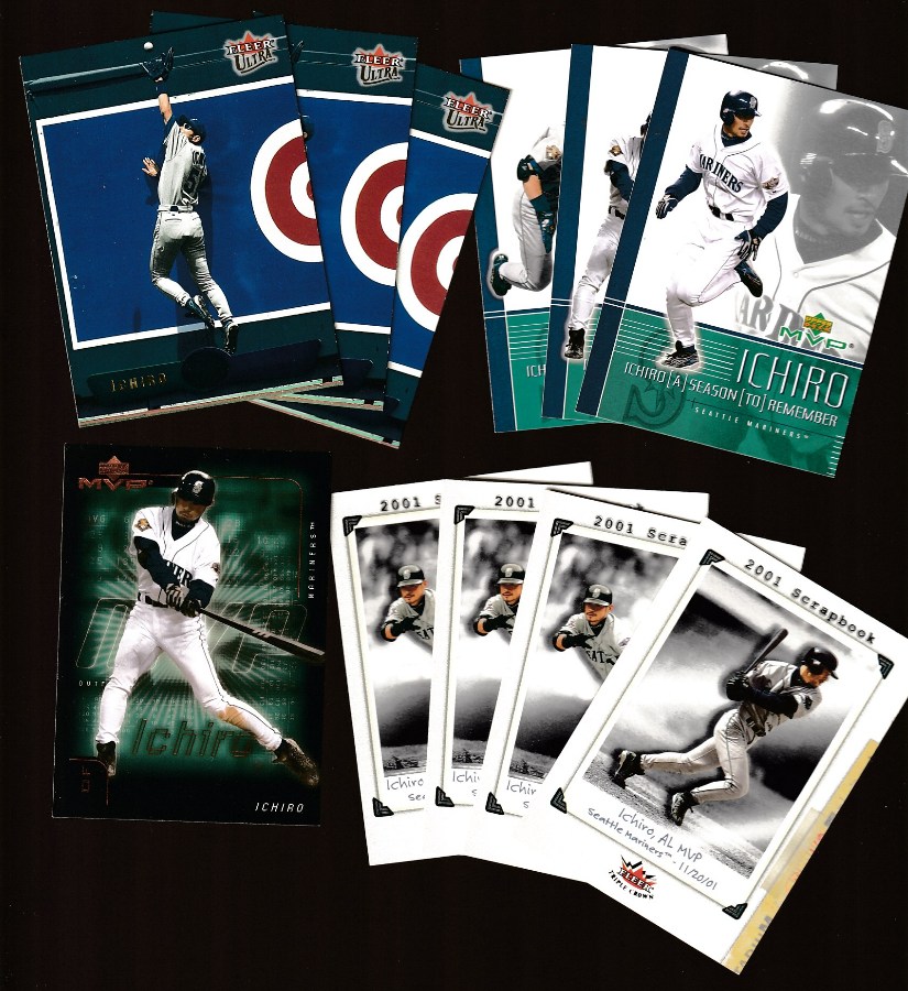 Ichiro Suzuki -  Lot of (16) assorted 2002 2nd year cards + a 2004 Donruss  cards value